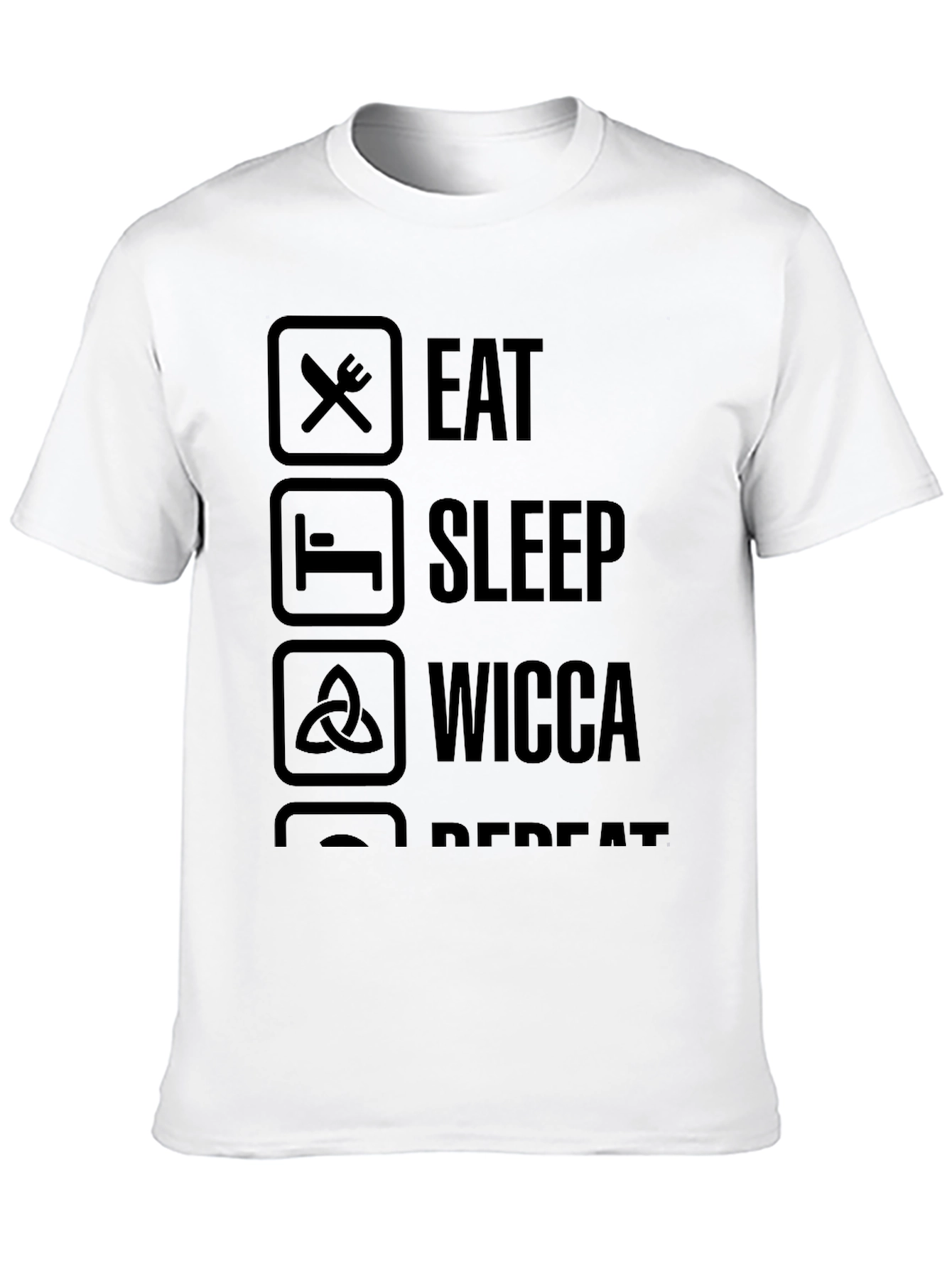 Eat Sleep Wicca Repeat T-Shirt - Black Casual Tee