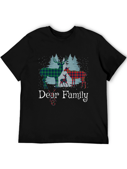 Dear Family Plaid Deer Christmas T-Shirt