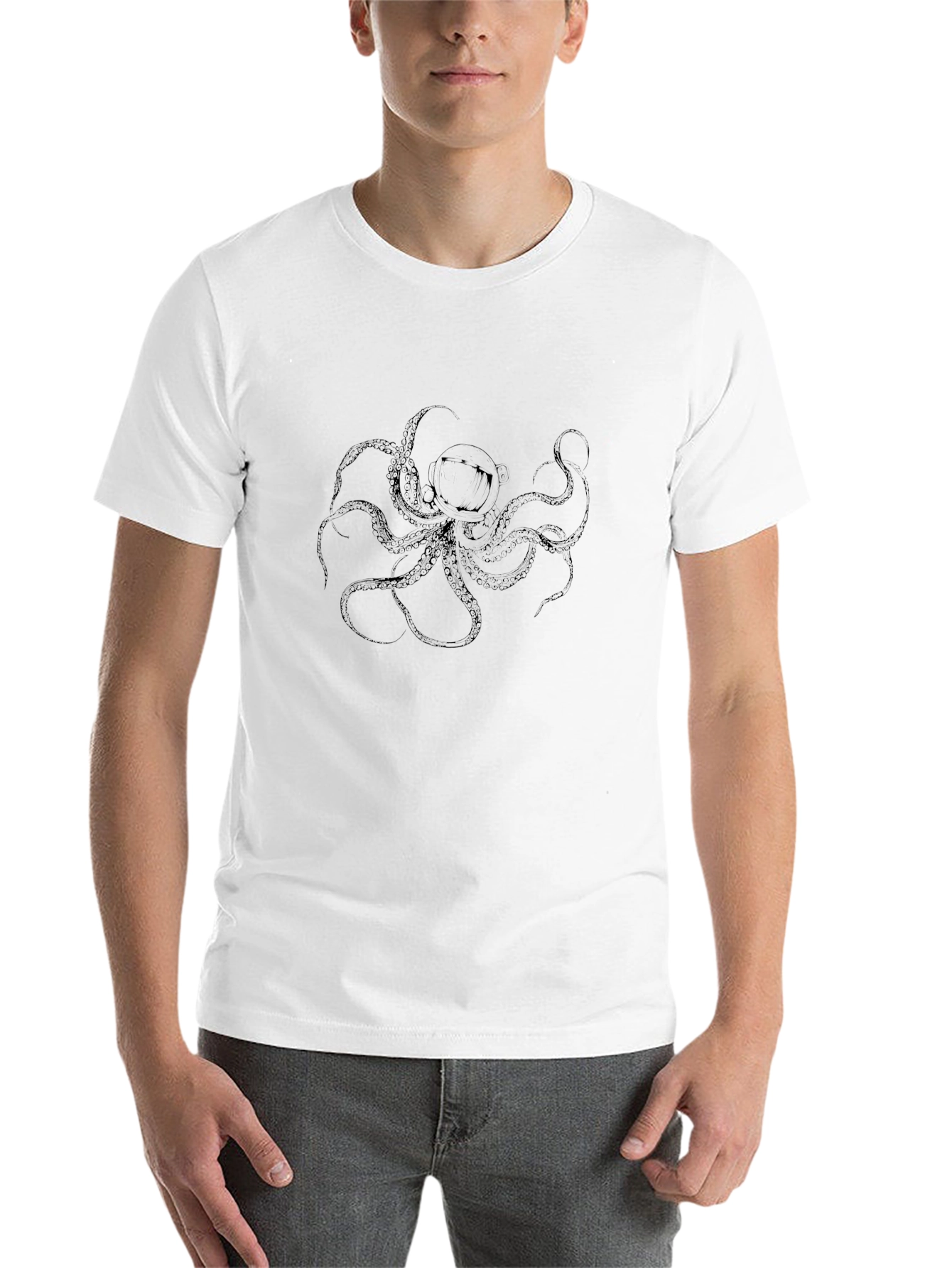 Mens Black Octopus Graphic Tee