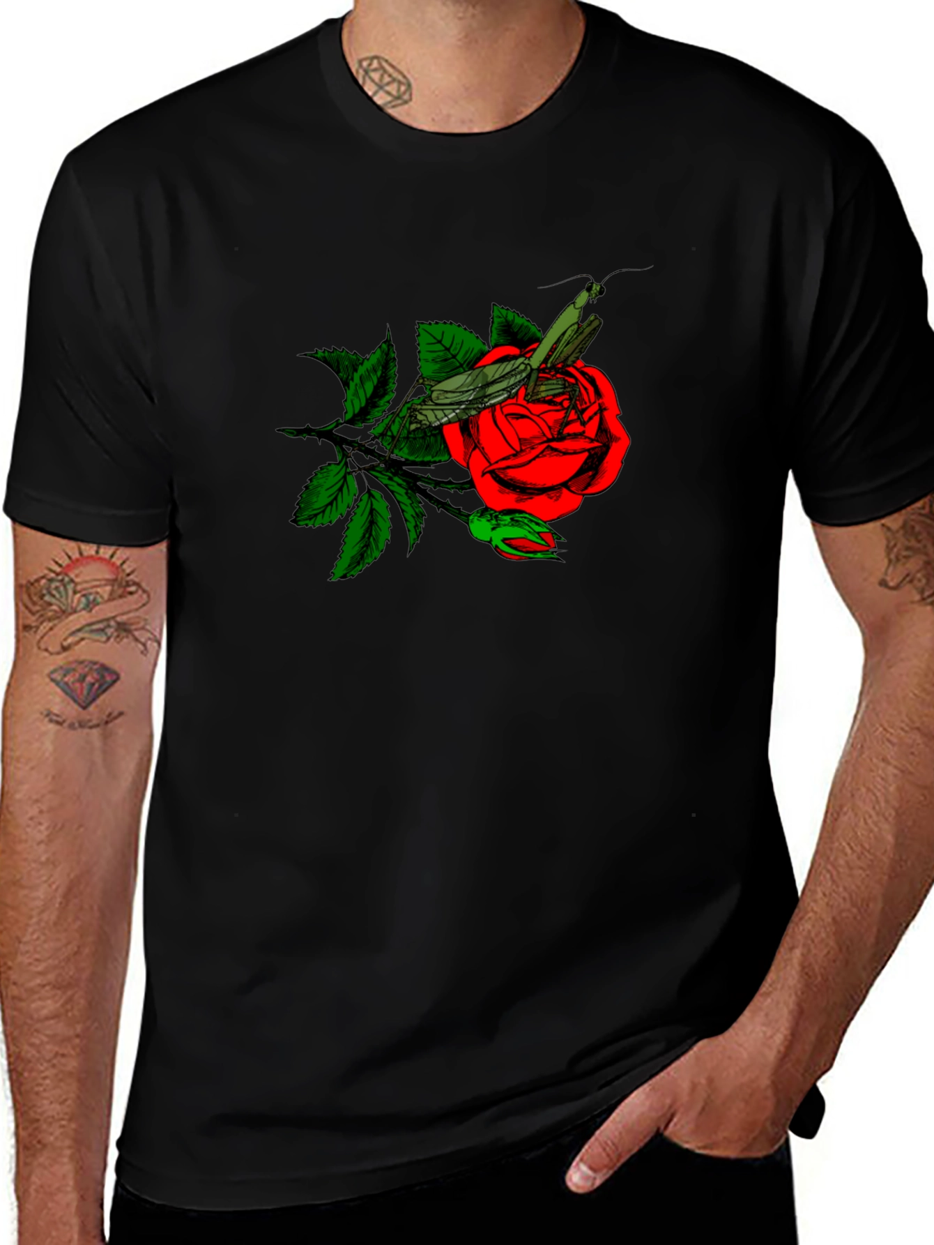 Rose and Mantis Graphic T-Shirt