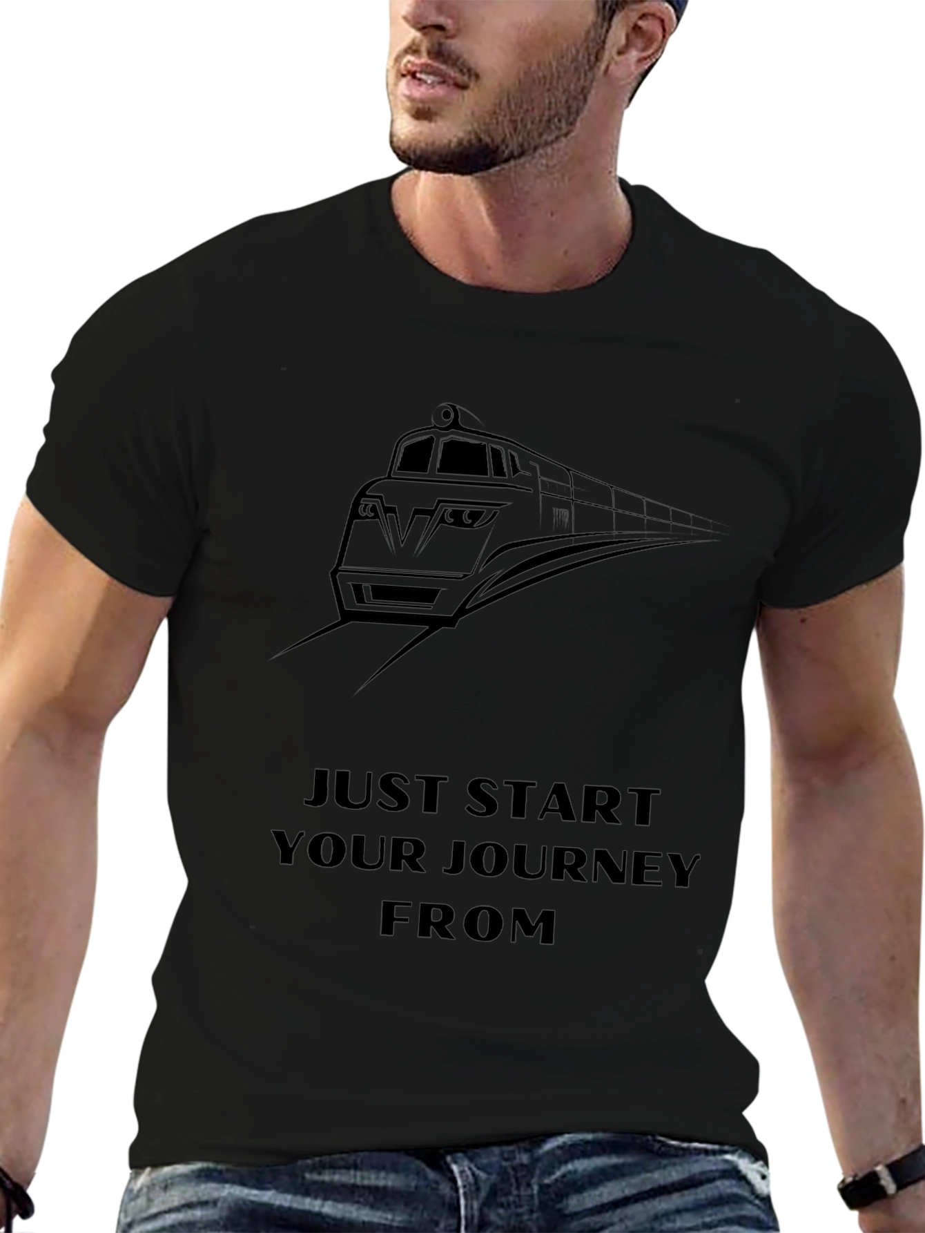 Train Journey Graphic Black T-Shirt