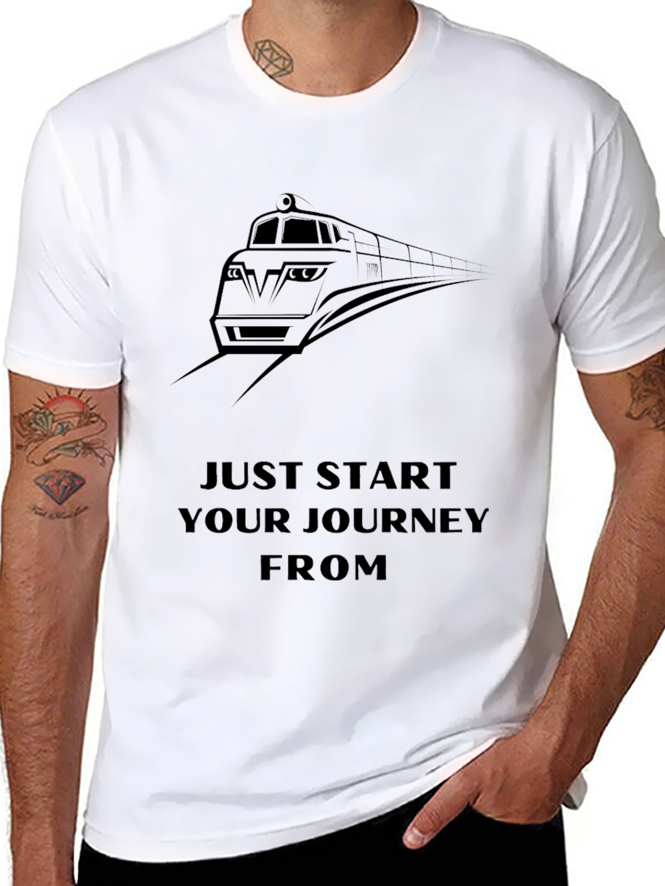 Train Journey Graphic Black T-Shirt
