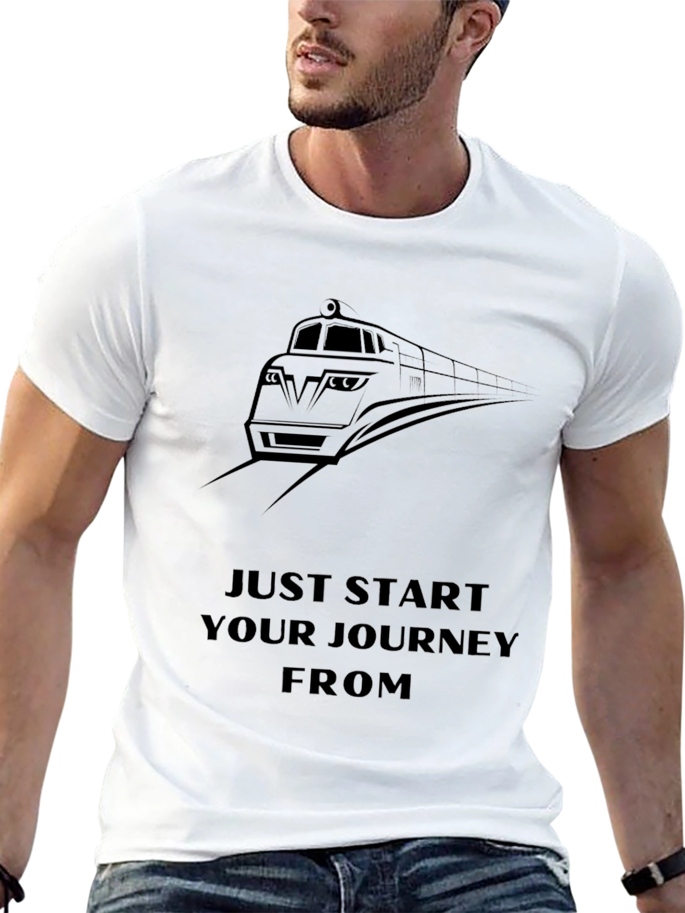 Train Journey Graphic Black T-Shirt