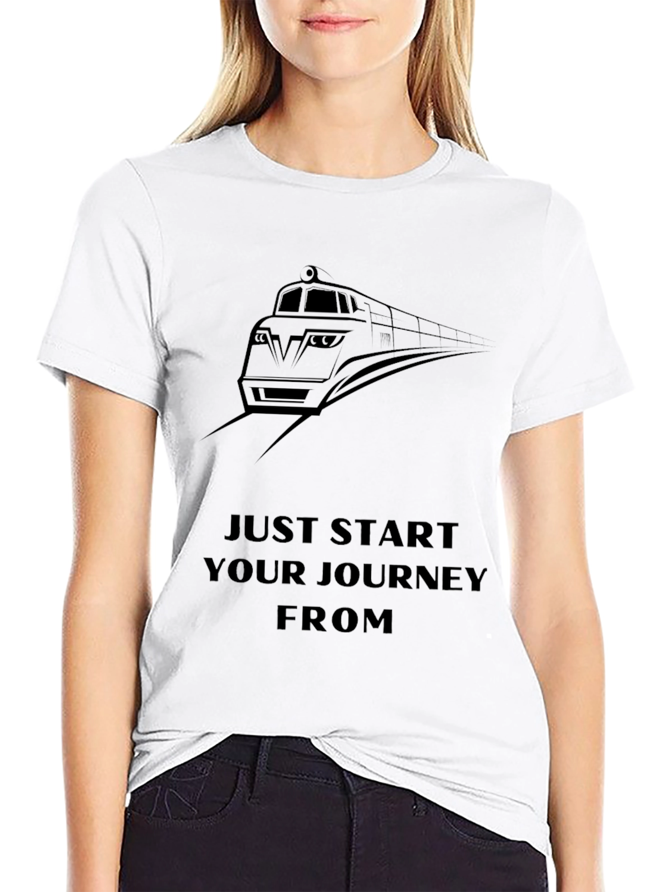 Train Journey Graphic Black T-Shirt