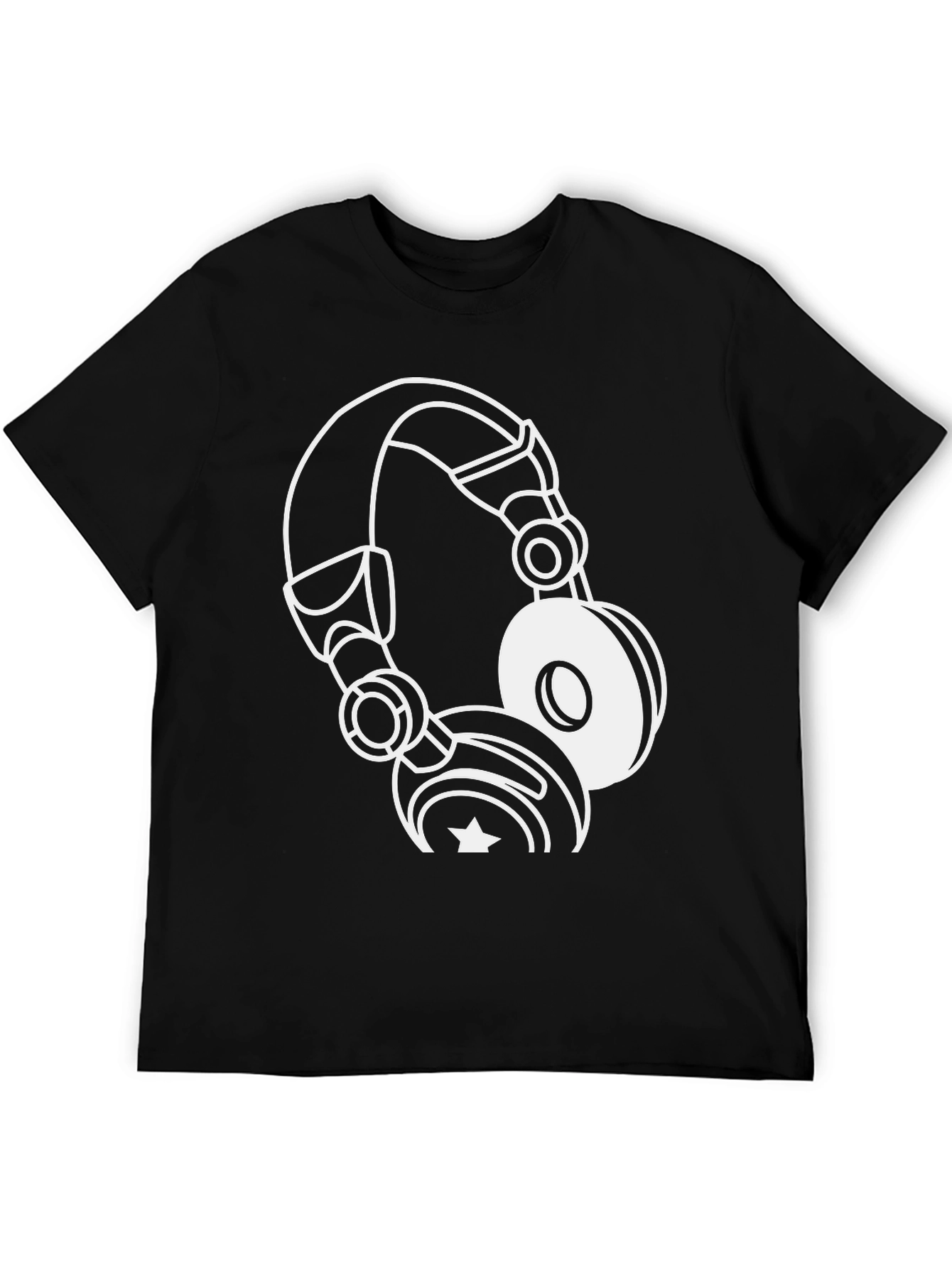 Cool Black T-Shirt with Headphones Graphic