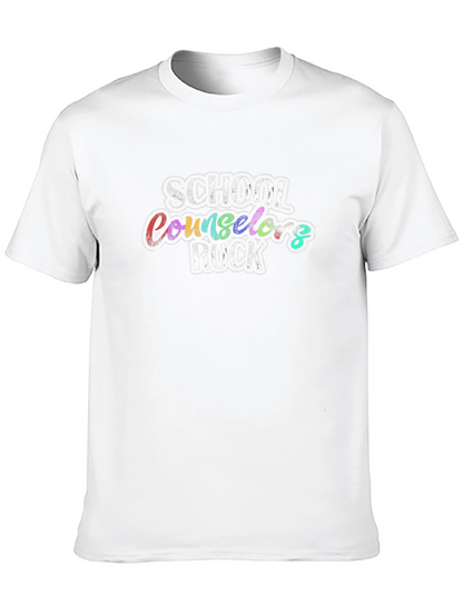 School Counselor Rocks Black Graphic T-Shirt