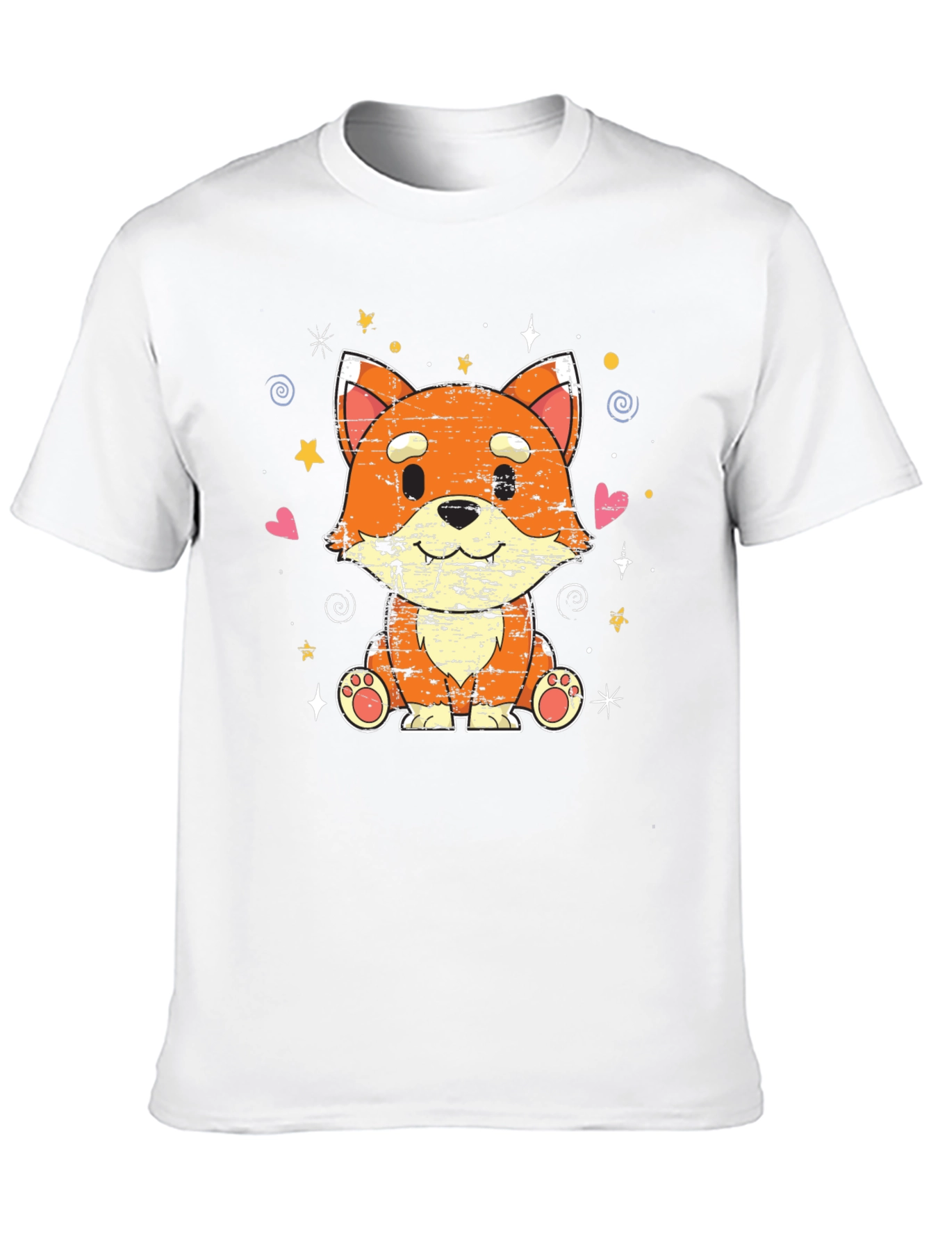 Cute Kawaii Fox Black T-Shirt