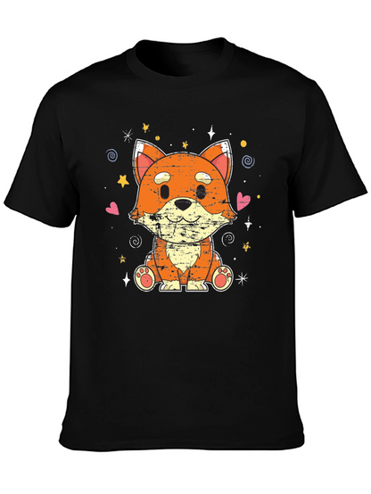 Cute Kawaii Fox Black T-Shirt
