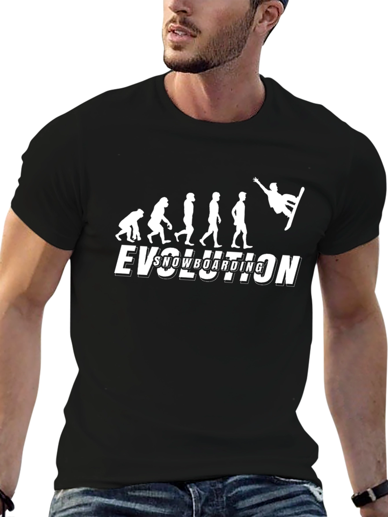 Snowboarding Evolution Graphic Tee - Black Cotton T-Shirt