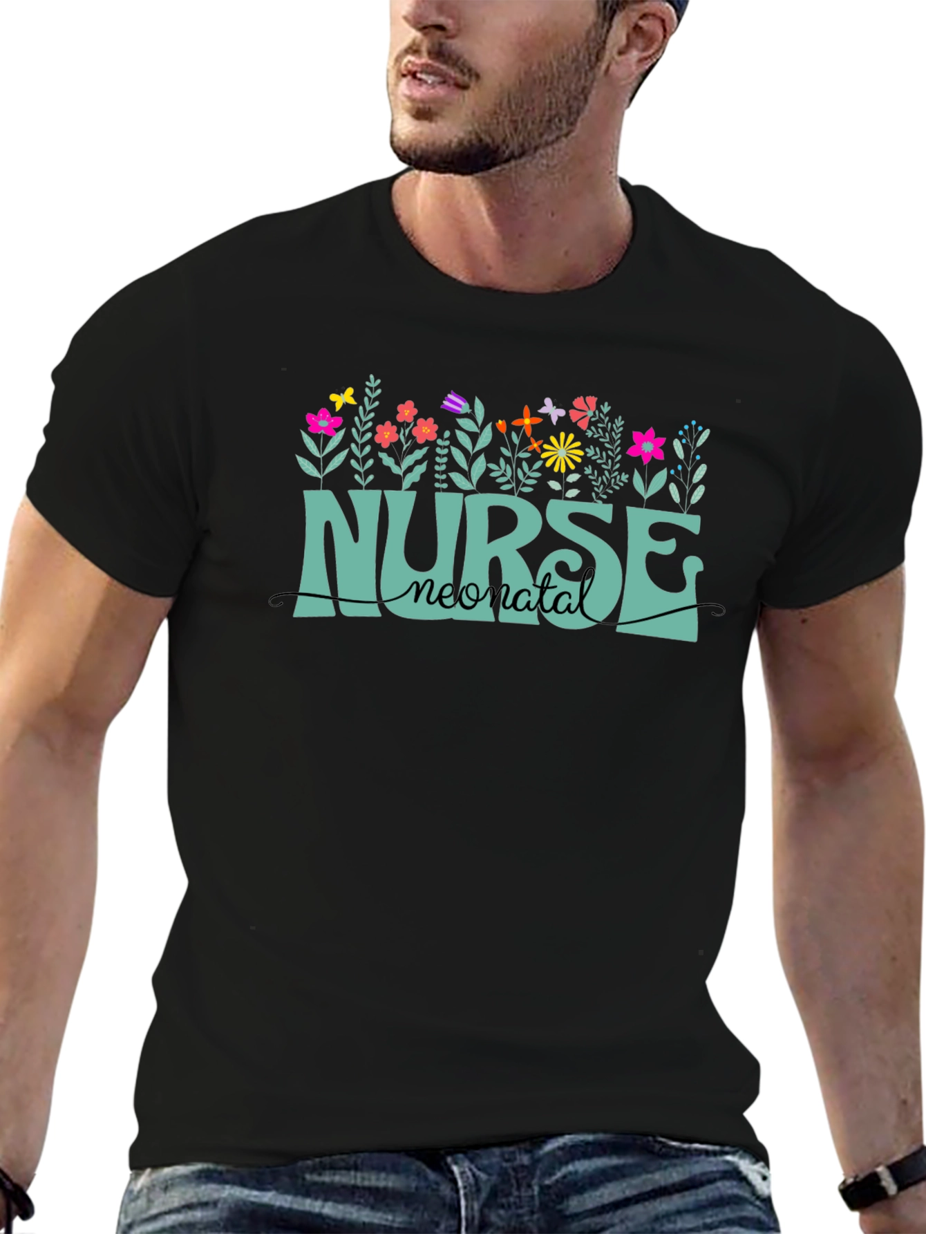 Neonatal Nurse T-Shirt - Floral Design