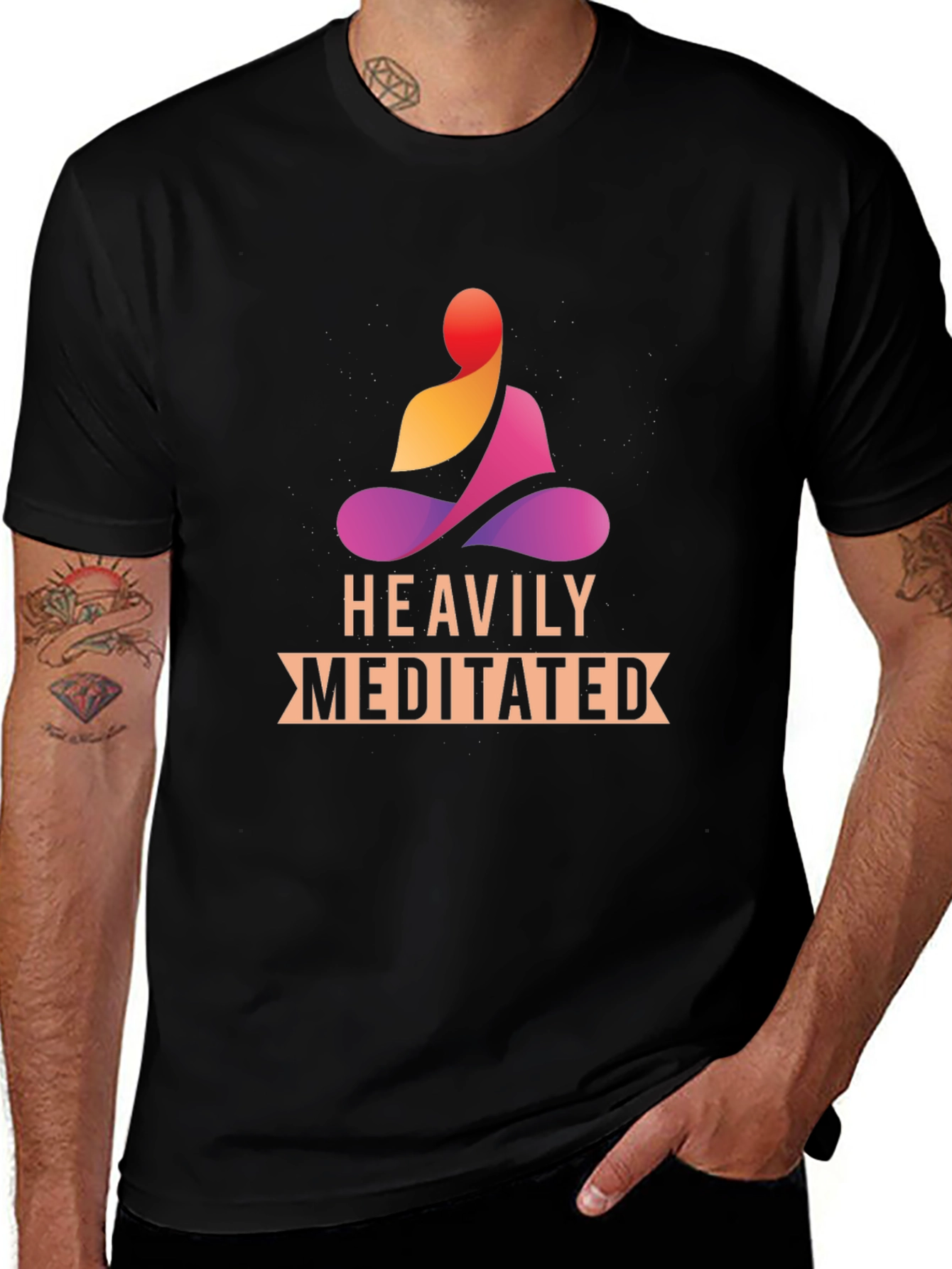 Heavily Meditated Black T-Shirt - Zen Vibes