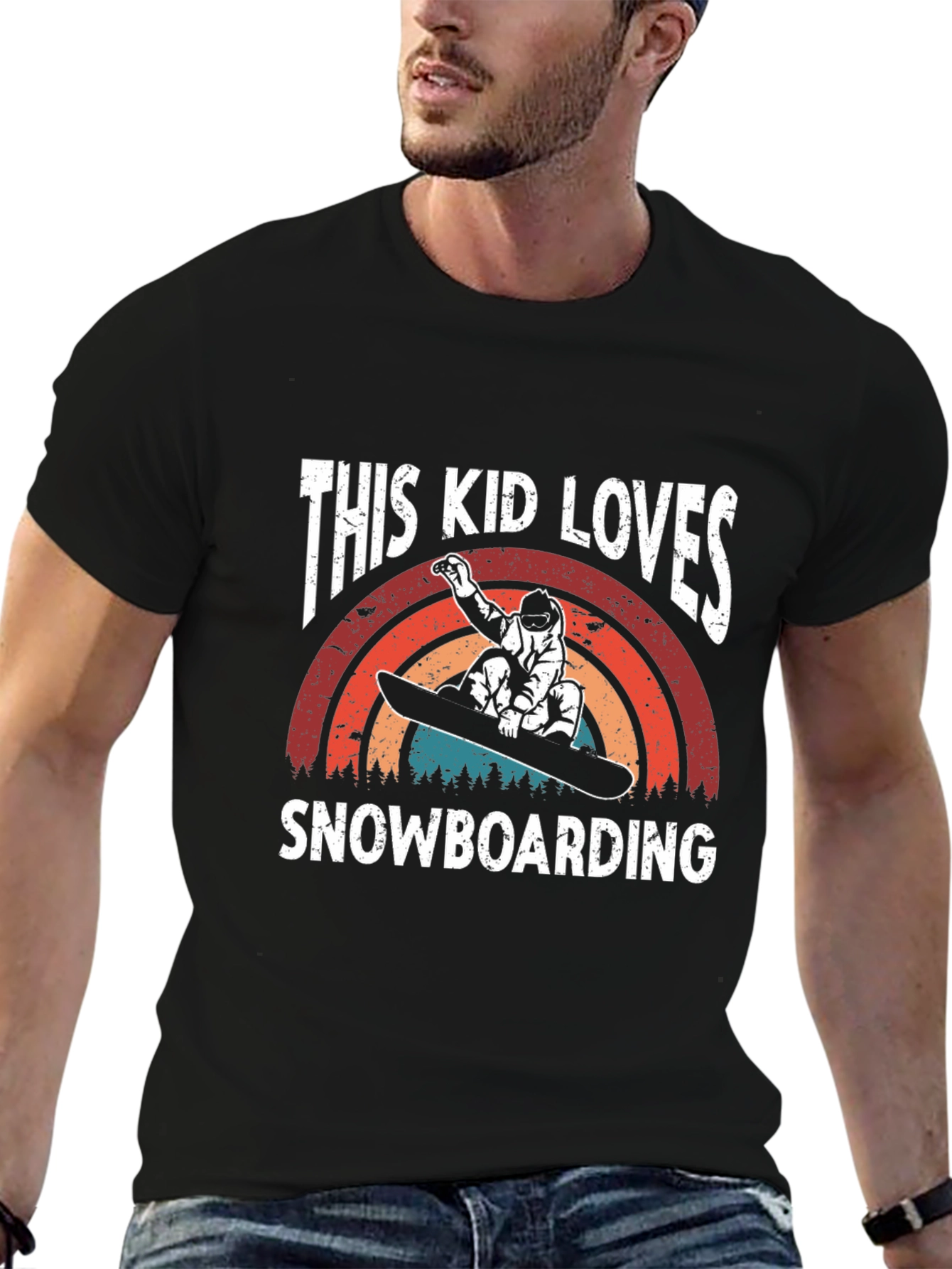 This Kid Loves Snowboarding T-Shirt - Black