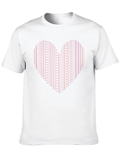 Heart Stitch Print Black T-Shirt