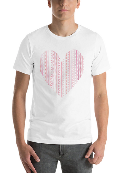 Heart Stitch Print Black T-Shirt