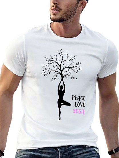 Peace Love Yoga T-Shirt - Black Cotton Blend Tee