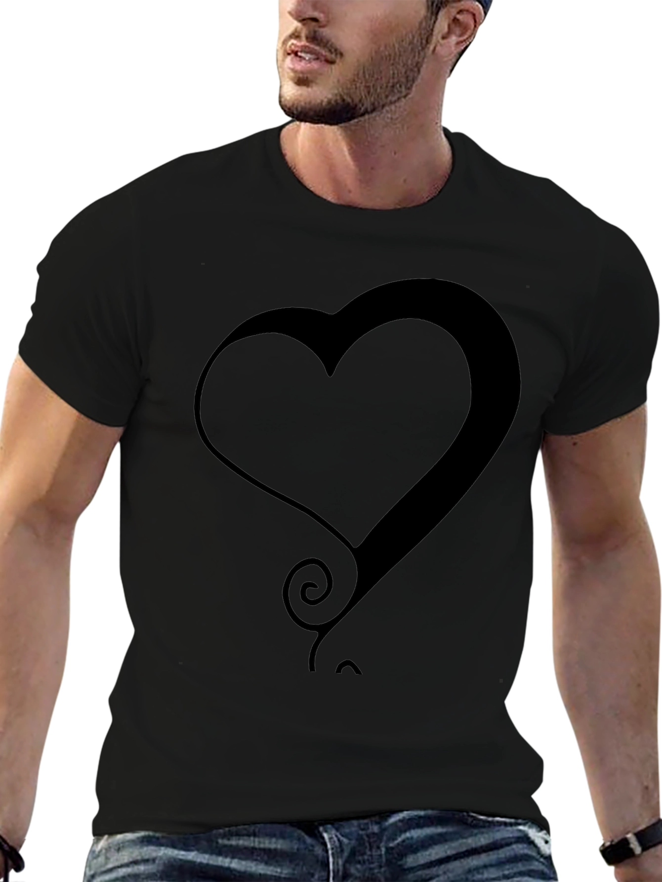Modern Heart Graphic Tee - Stylish Black T-Shirt