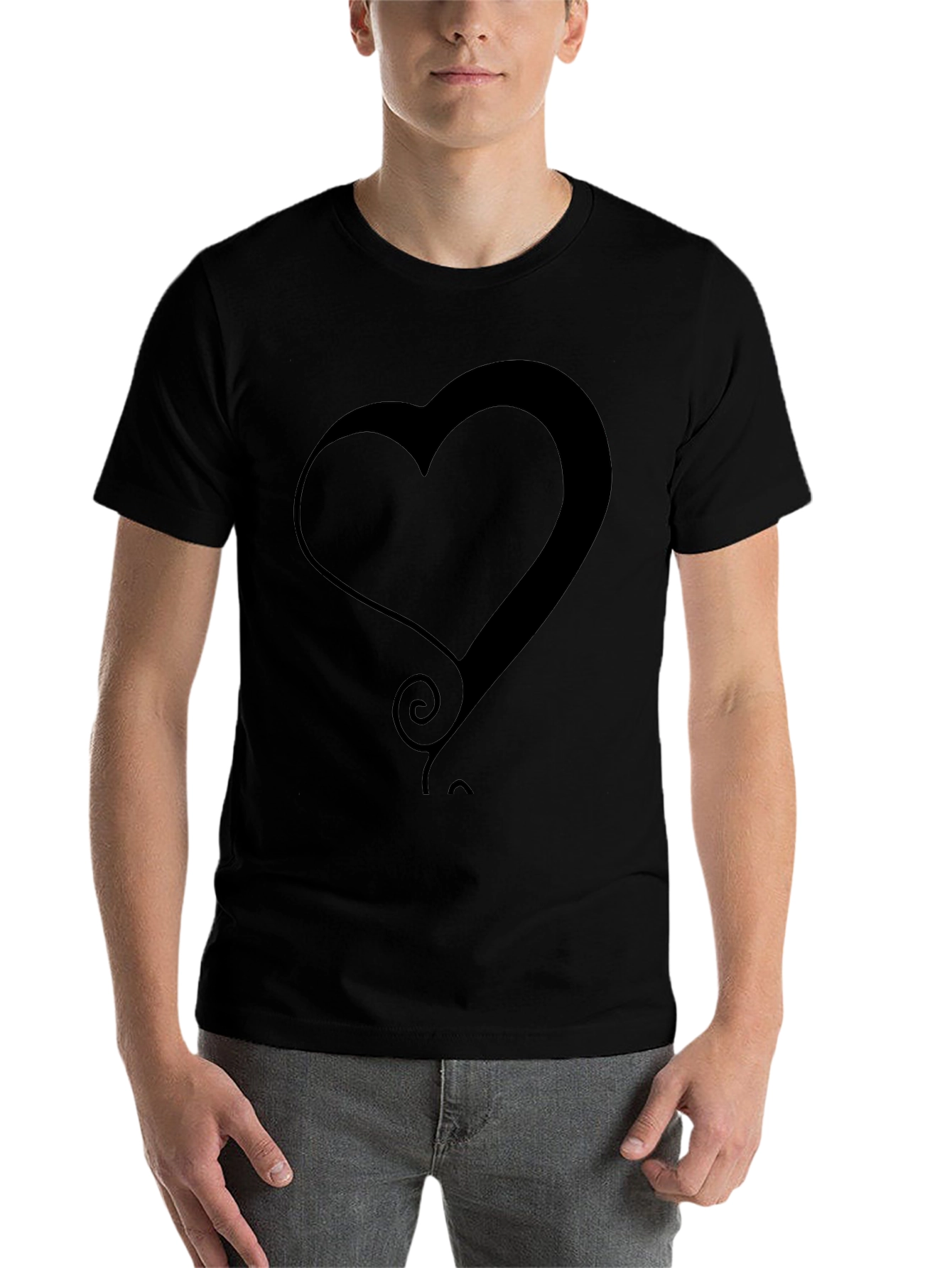 Modern Heart Graphic Tee - Stylish Black T-Shirt
