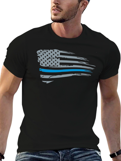 Thin Blue Line American Flag T-Shirt
