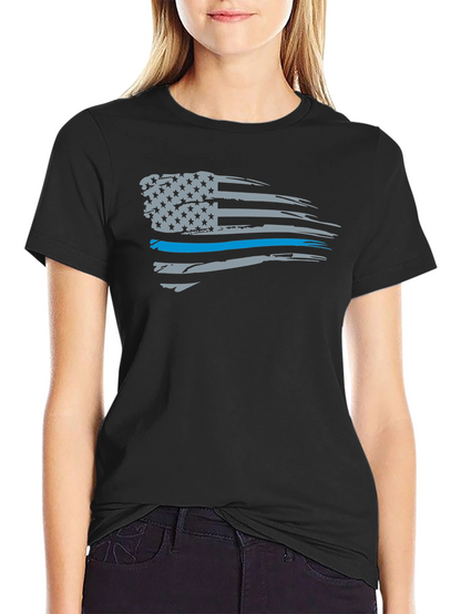 Thin Blue Line American Flag T-Shirt
