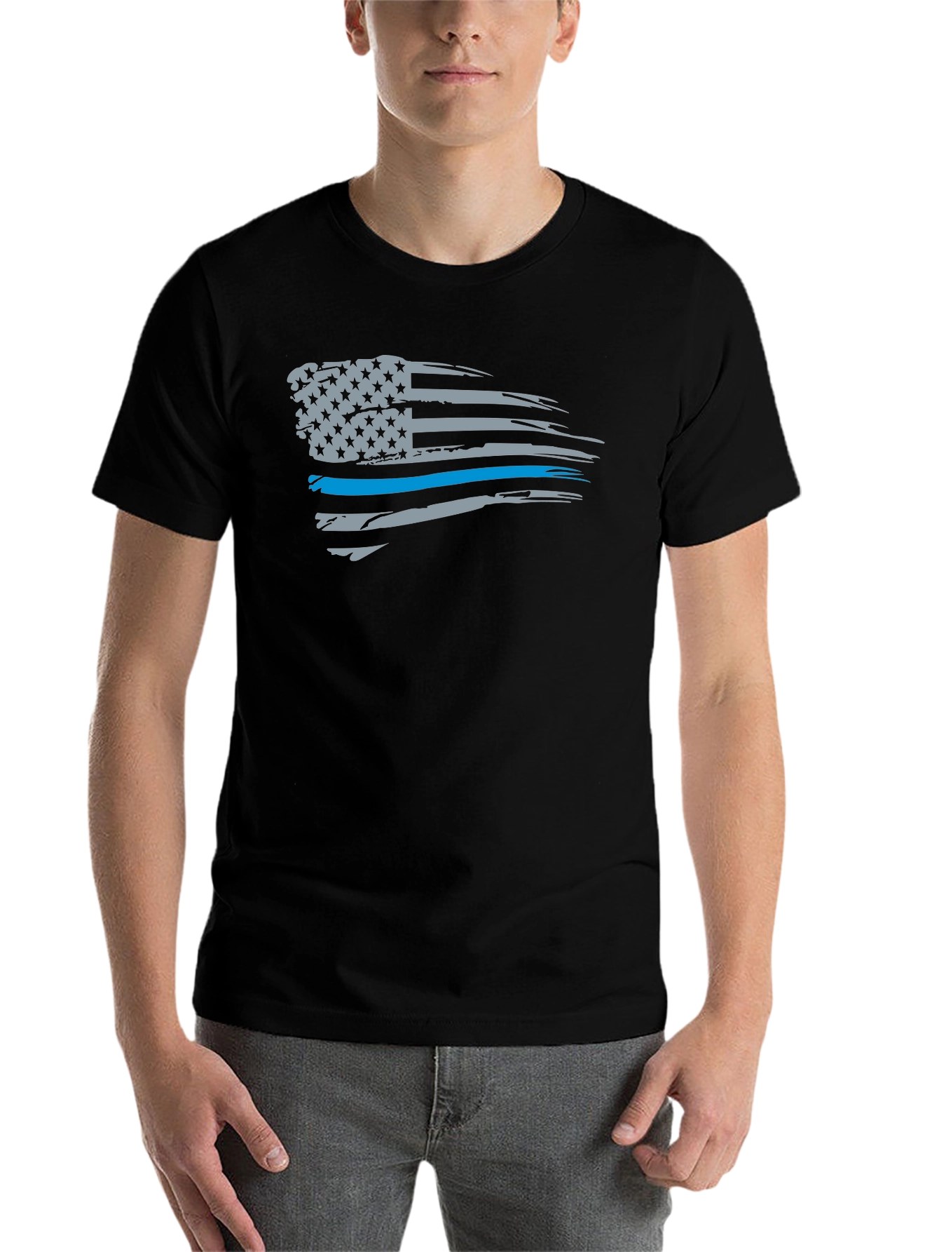Thin Blue Line American Flag T-Shirt