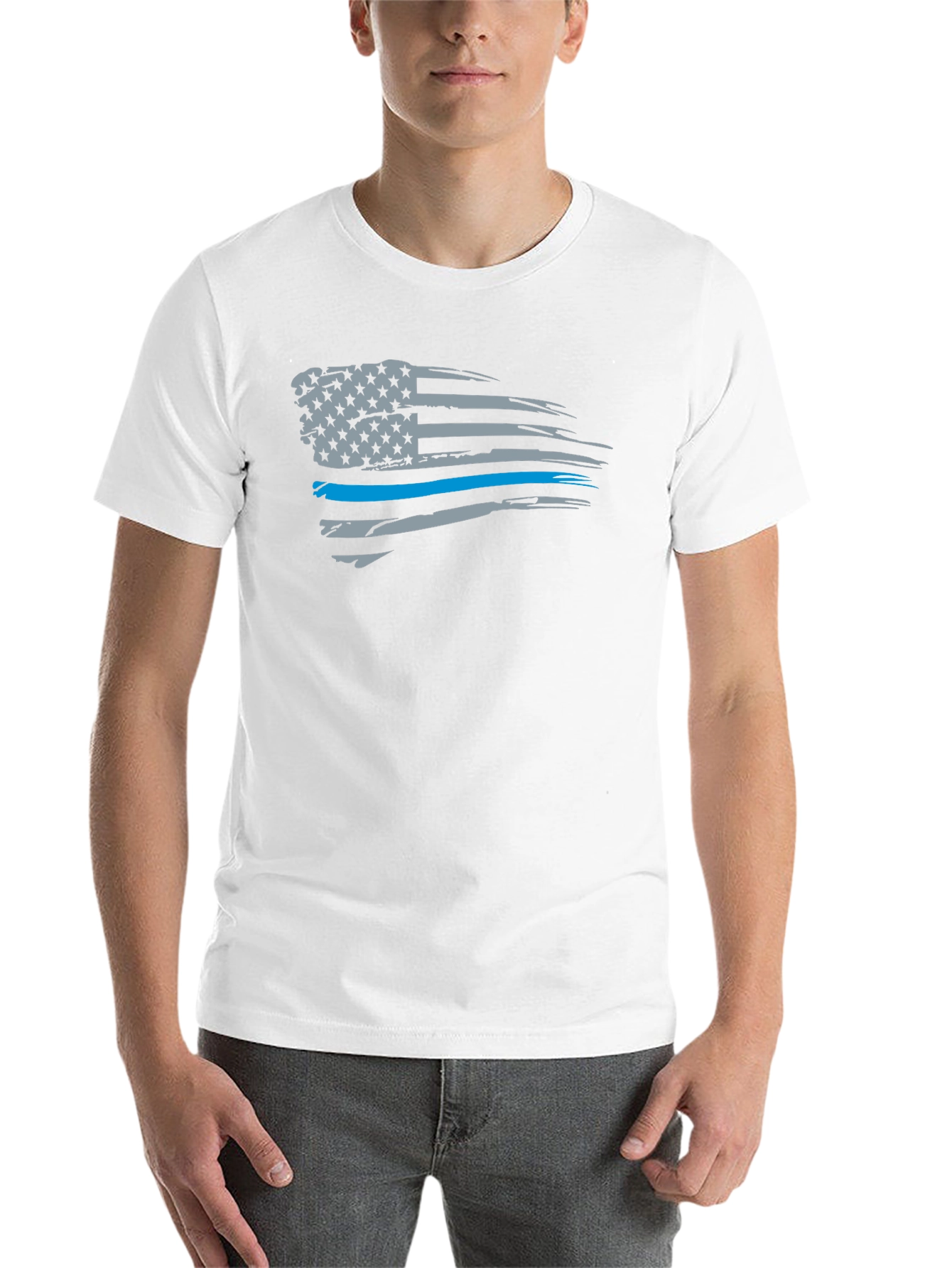 Thin Blue Line American Flag T-Shirt