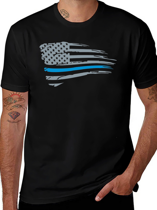 Thin Blue Line American Flag T-Shirt
