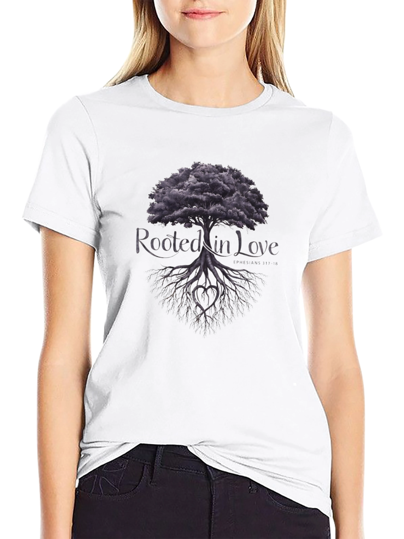 Rooted in Love Tree Graphic Tee - Black