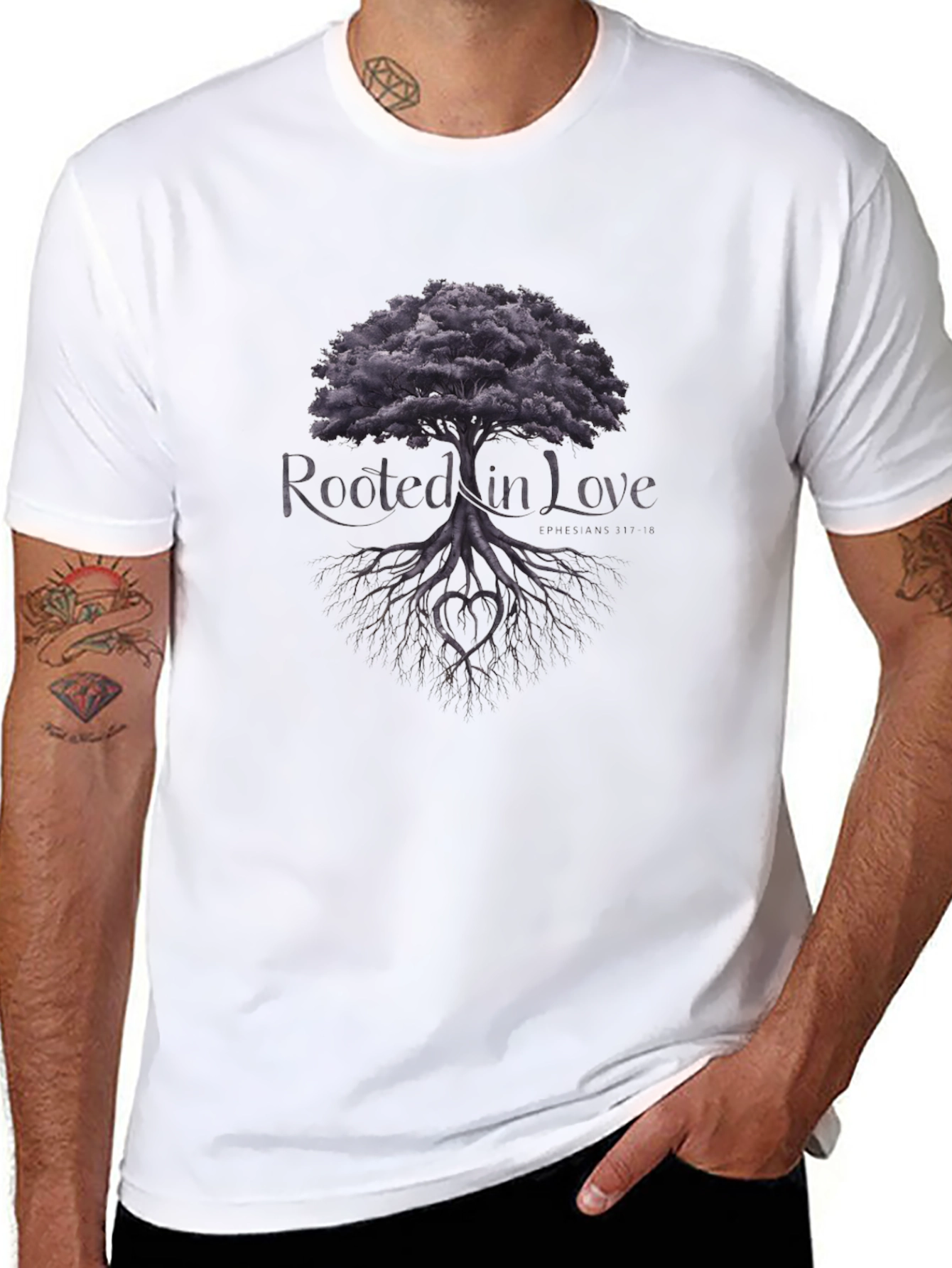 Rooted in Love Tree Graphic Tee - Black