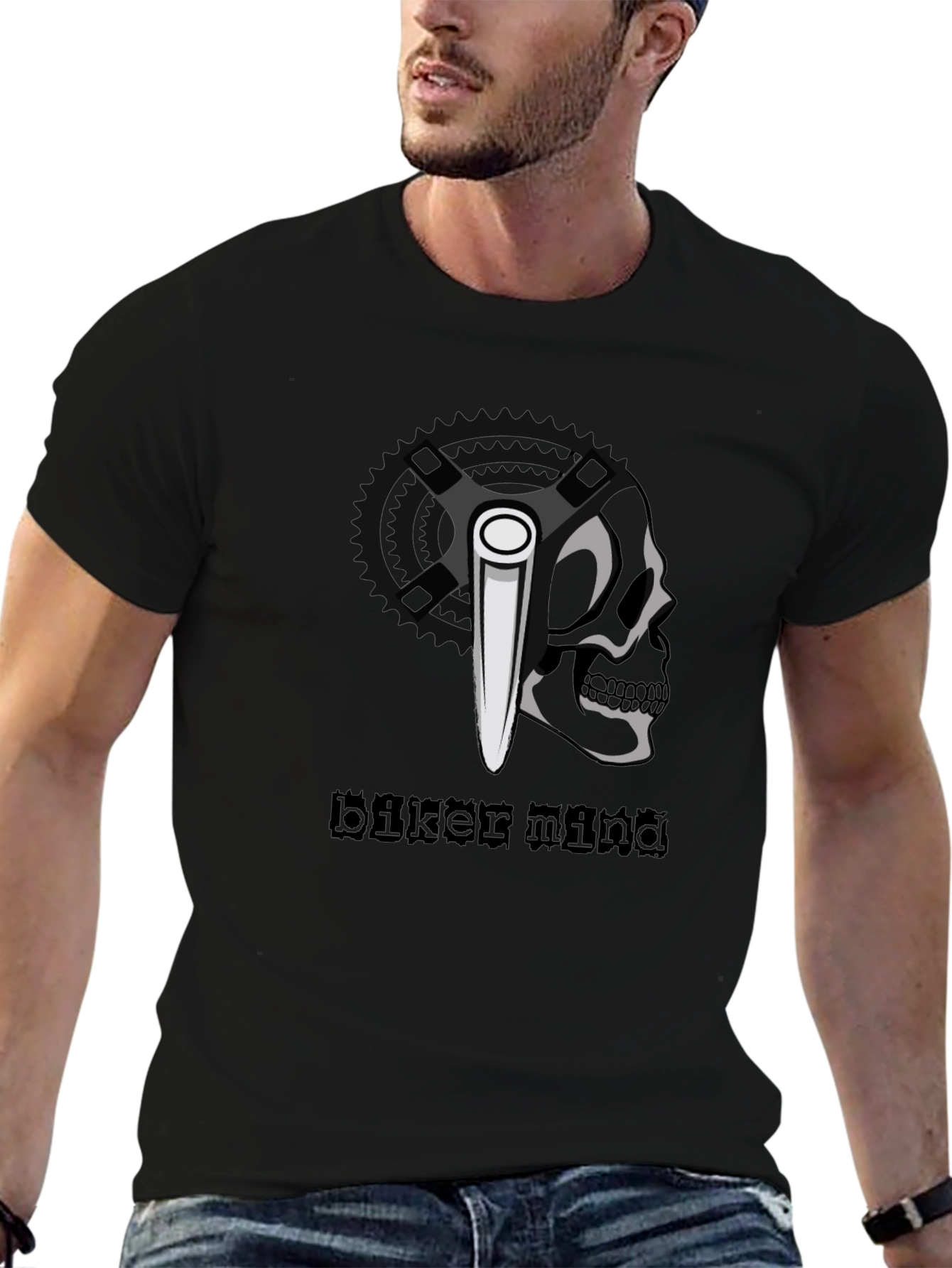 Biker Mind T-Shirt - Skull & Crossbones Graphic Tee