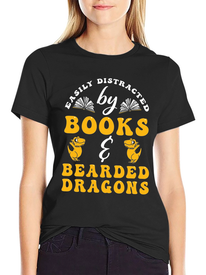 Easily Distracted By Books & Bearded Dragons T-Shirt