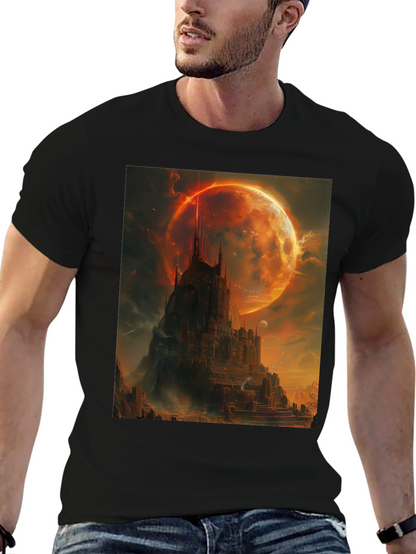 Fantasy Castle Graphic T-Shirt - Mens Black Tee