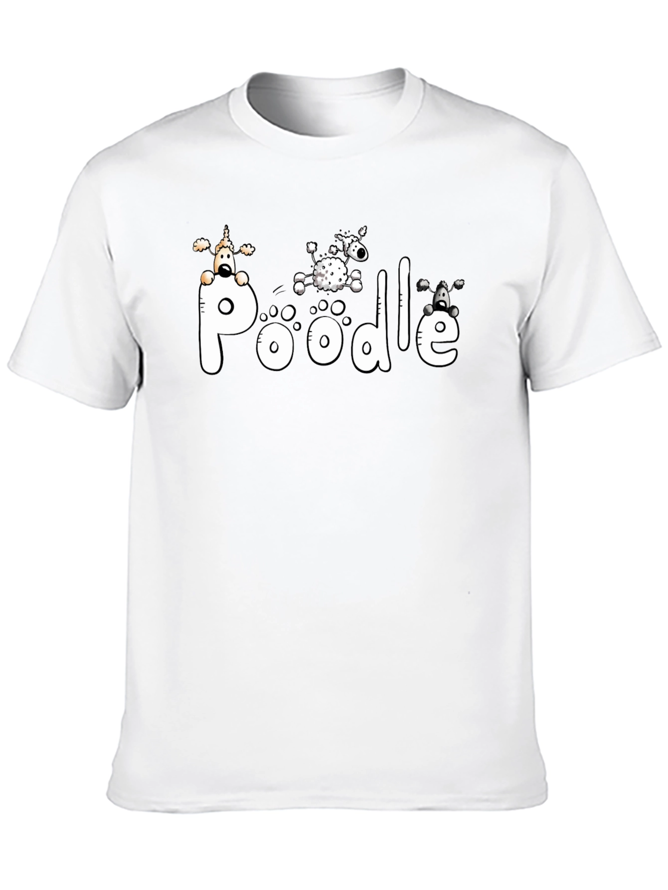 Poodle Graphic Print Black T-Shirt