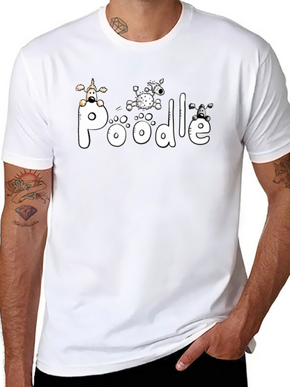 Poodle Graphic Print Black T-Shirt