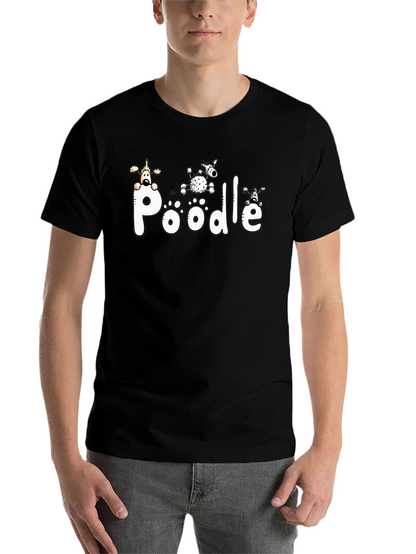 Poodle Graphic Print Black T-Shirt