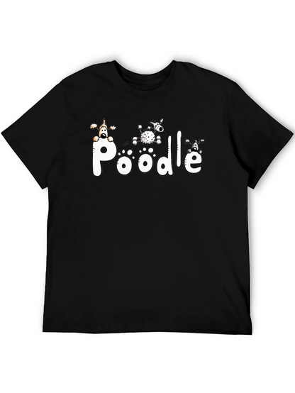 Poodle Graphic Print Black T-Shirt