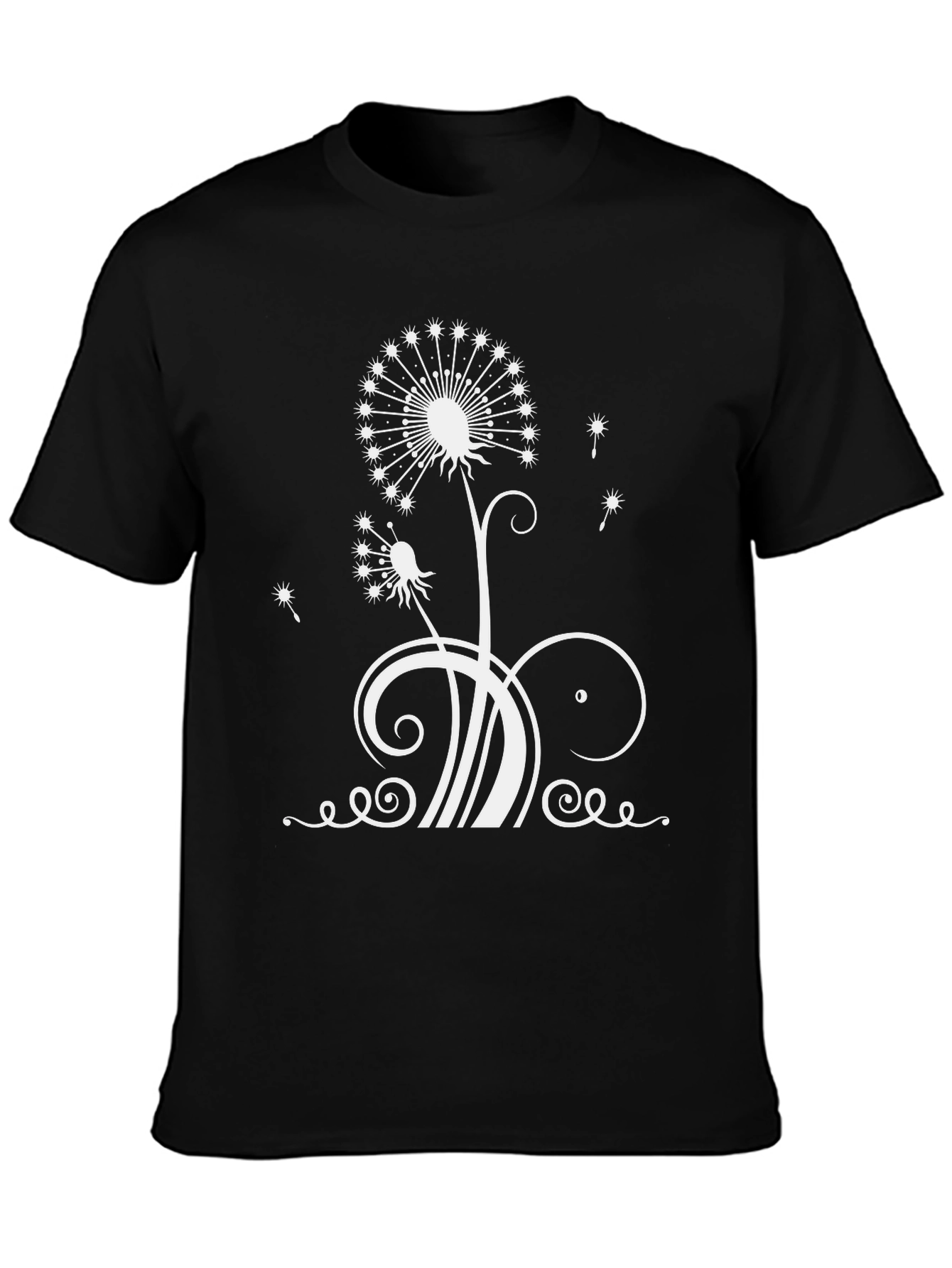 Dandelion Print Black T-Shirt