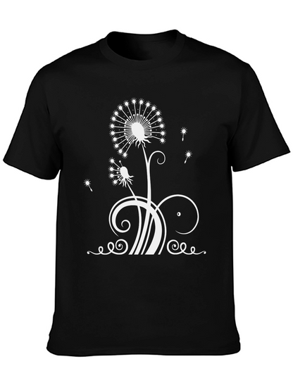 Dandelion Print Black T-Shirt