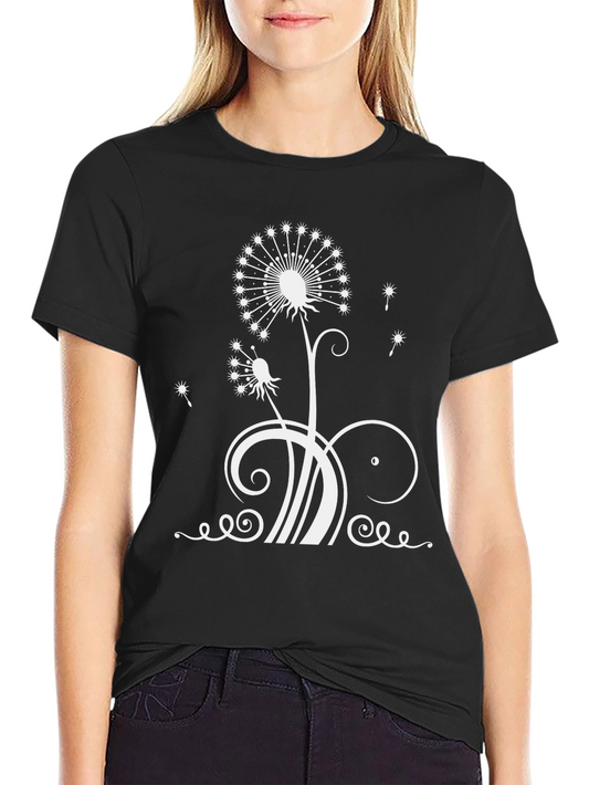 Dandelion Print Black T-Shirt