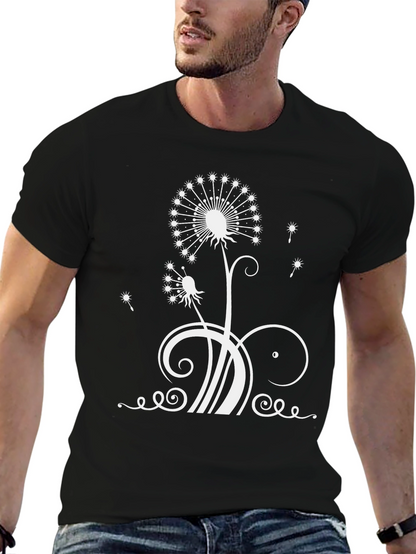 Dandelion Print Black T-Shirt