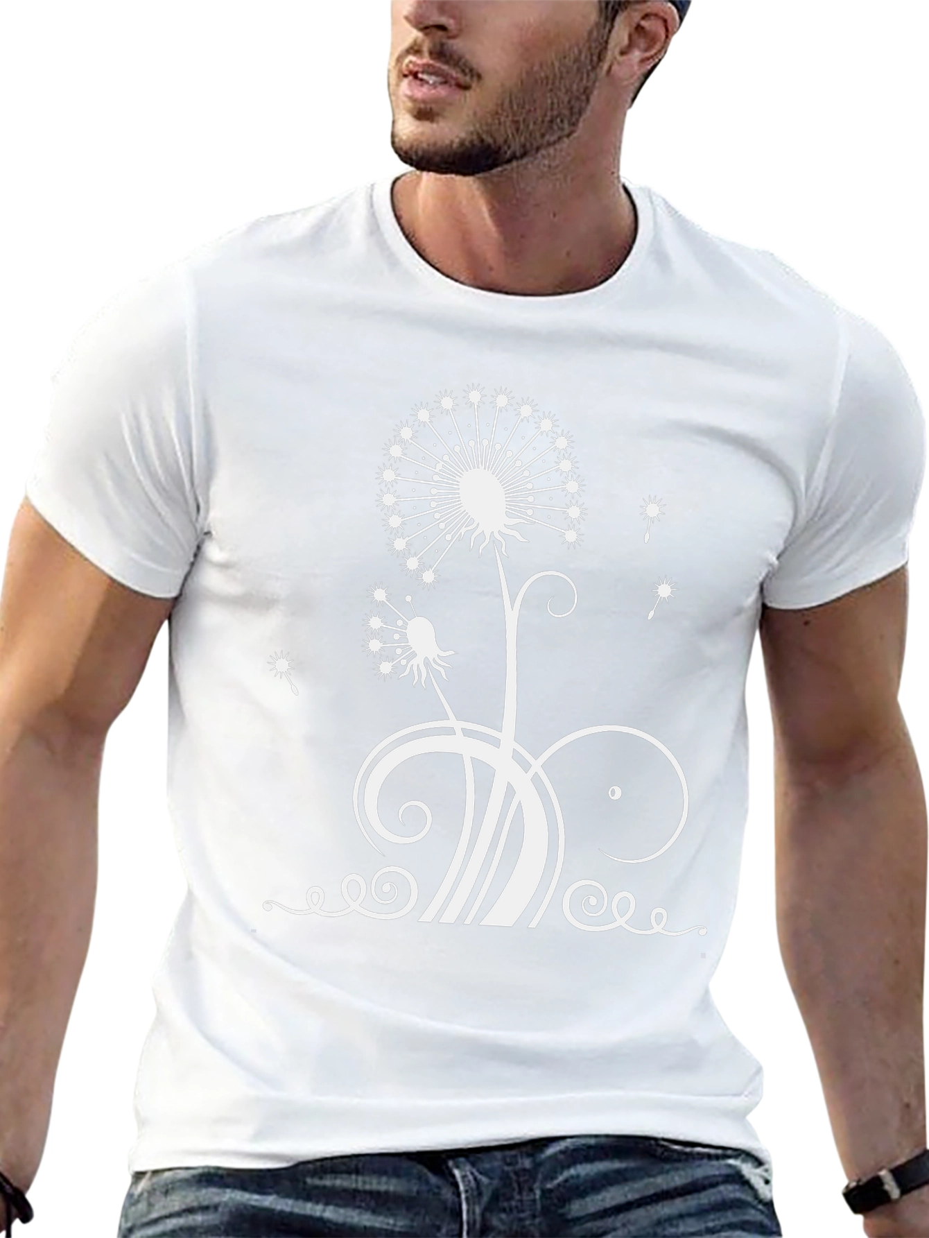 Dandelion Print Black T-Shirt