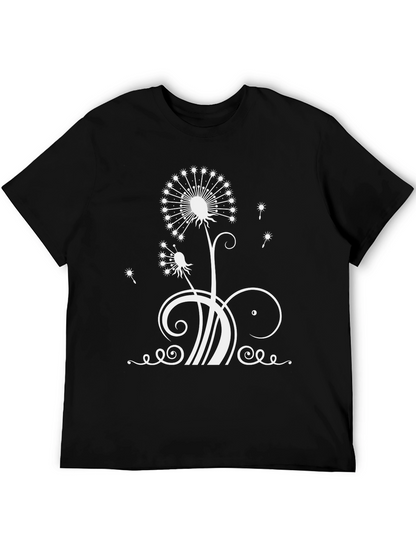 Dandelion Print Black T-Shirt