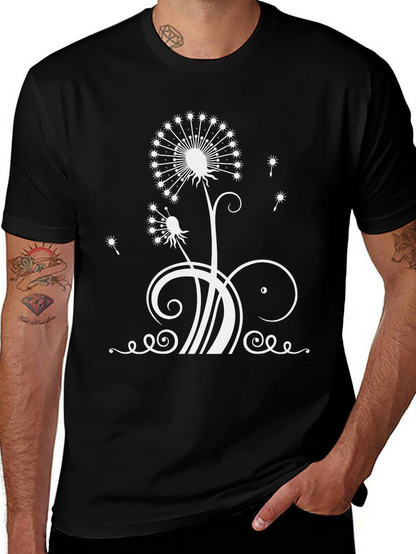 Dandelion Print Black T-Shirt
