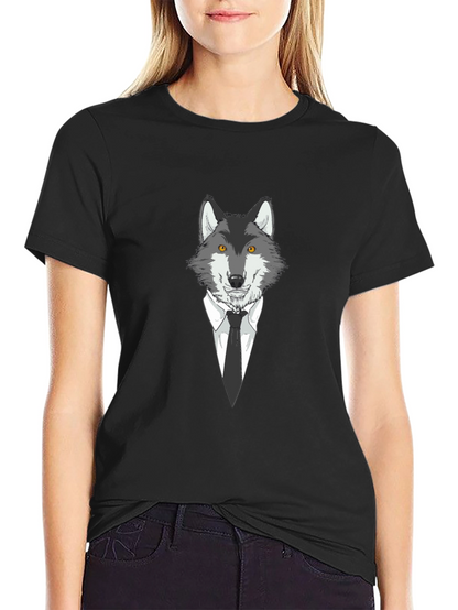 Wolf in Suit Graphic Tee - Mens Black T-Shirt