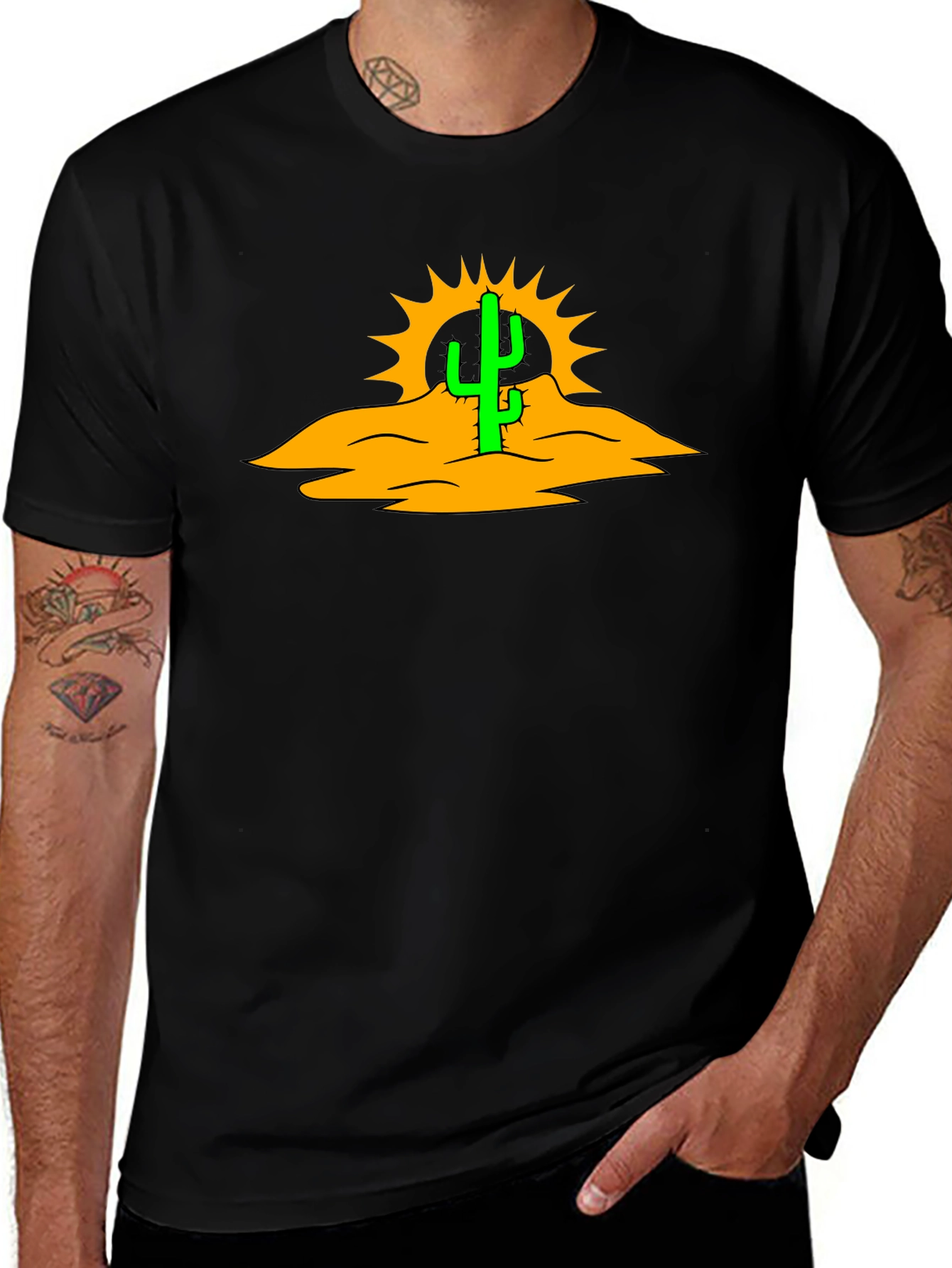 Cactus Desert Graphic Black T-Shirt