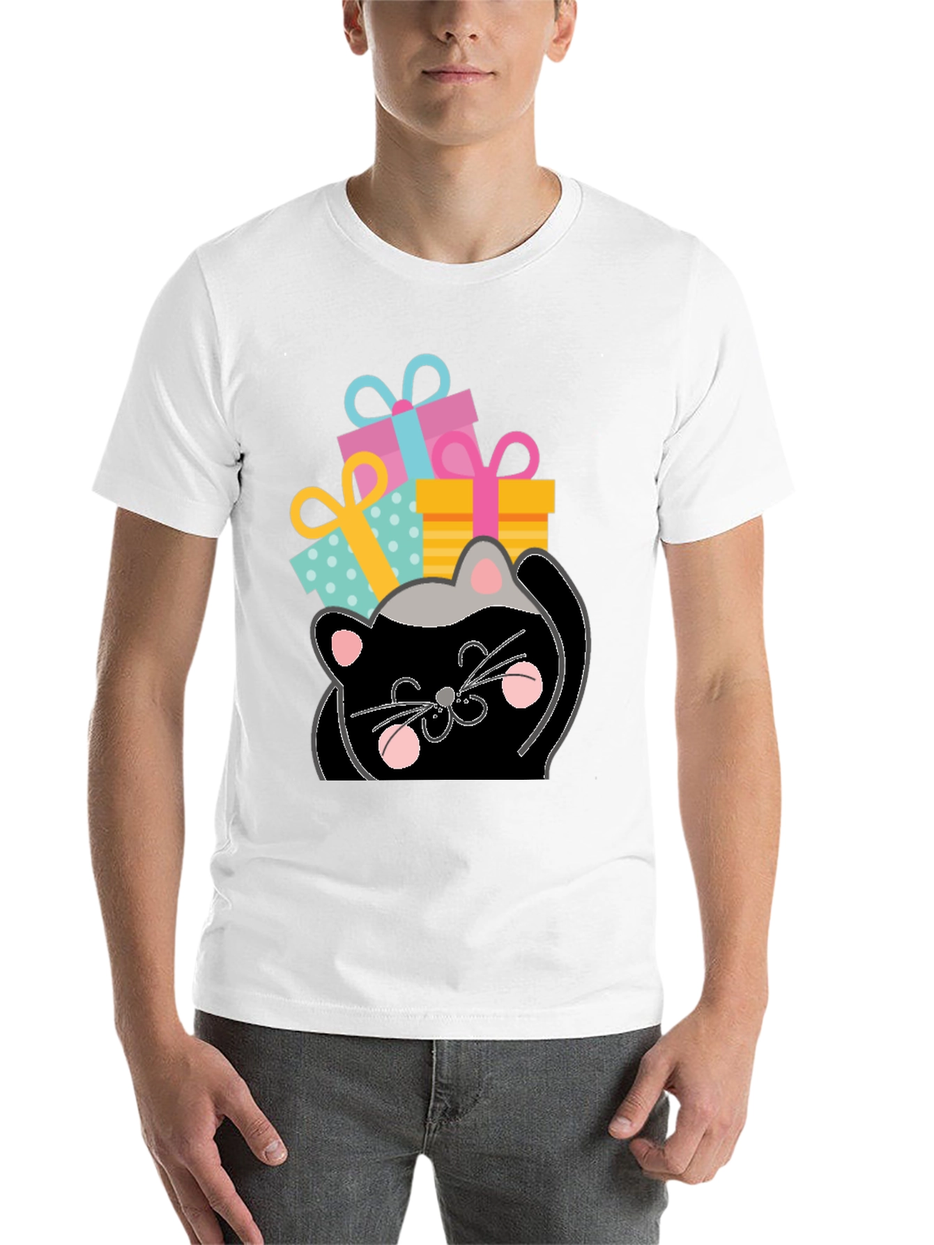 Cat with Gifts Graphic Tee