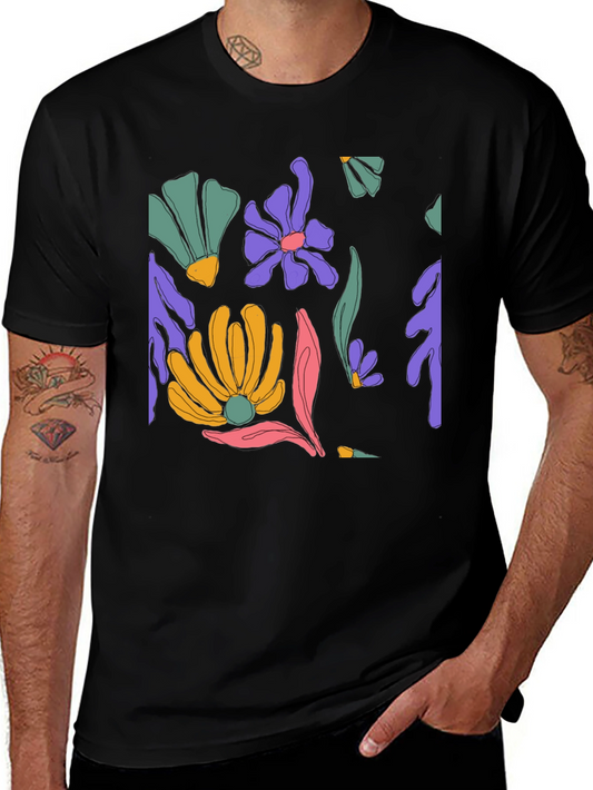 Floral Print Black T-Shirt