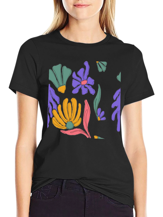 Floral Print Black T-Shirt