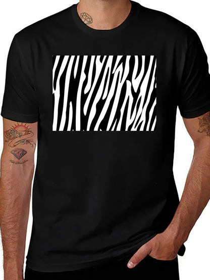 Zebra Stripe Graphic Tee - Bold Black Cotton T-Shirt