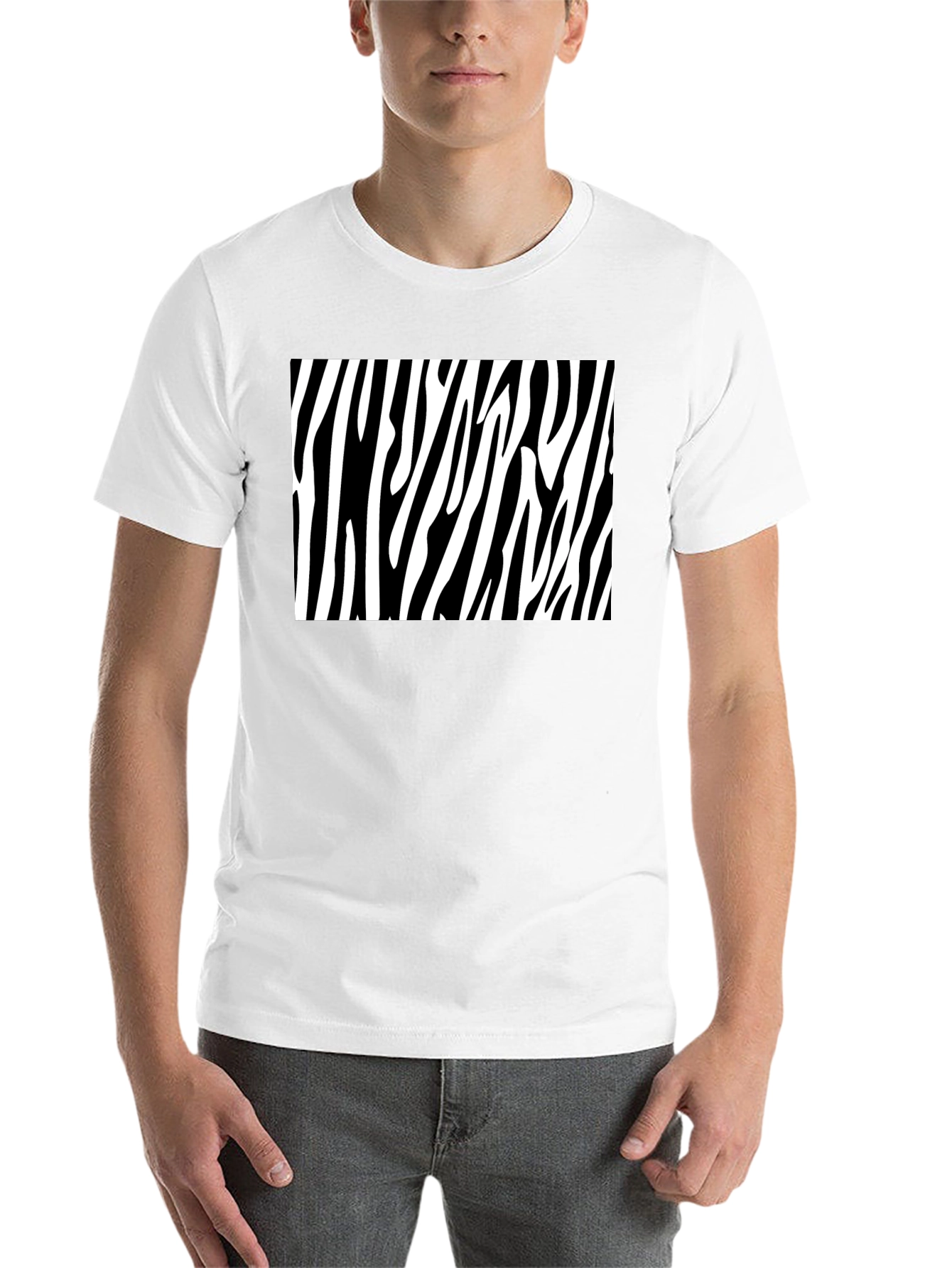 Zebra Stripe Graphic Tee - Bold Black Cotton T-Shirt