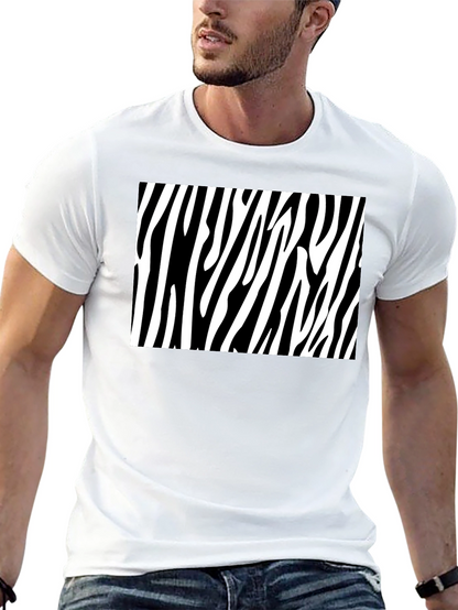 Zebra Stripe Graphic Tee - Bold Black Cotton T-Shirt